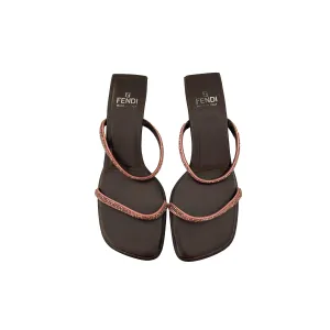 Fendi Brown Beaded Chunky Heels