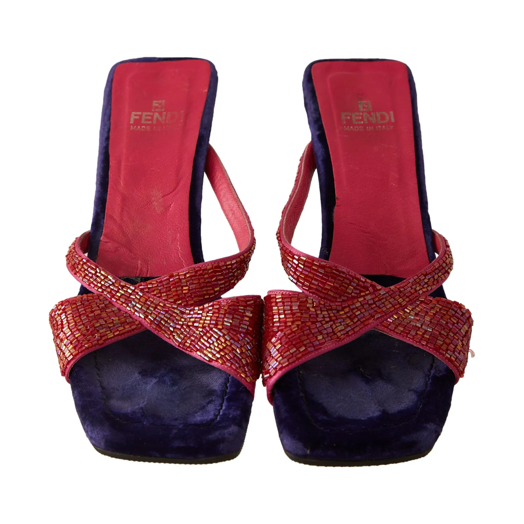 Fendi Purple Beaded Heels