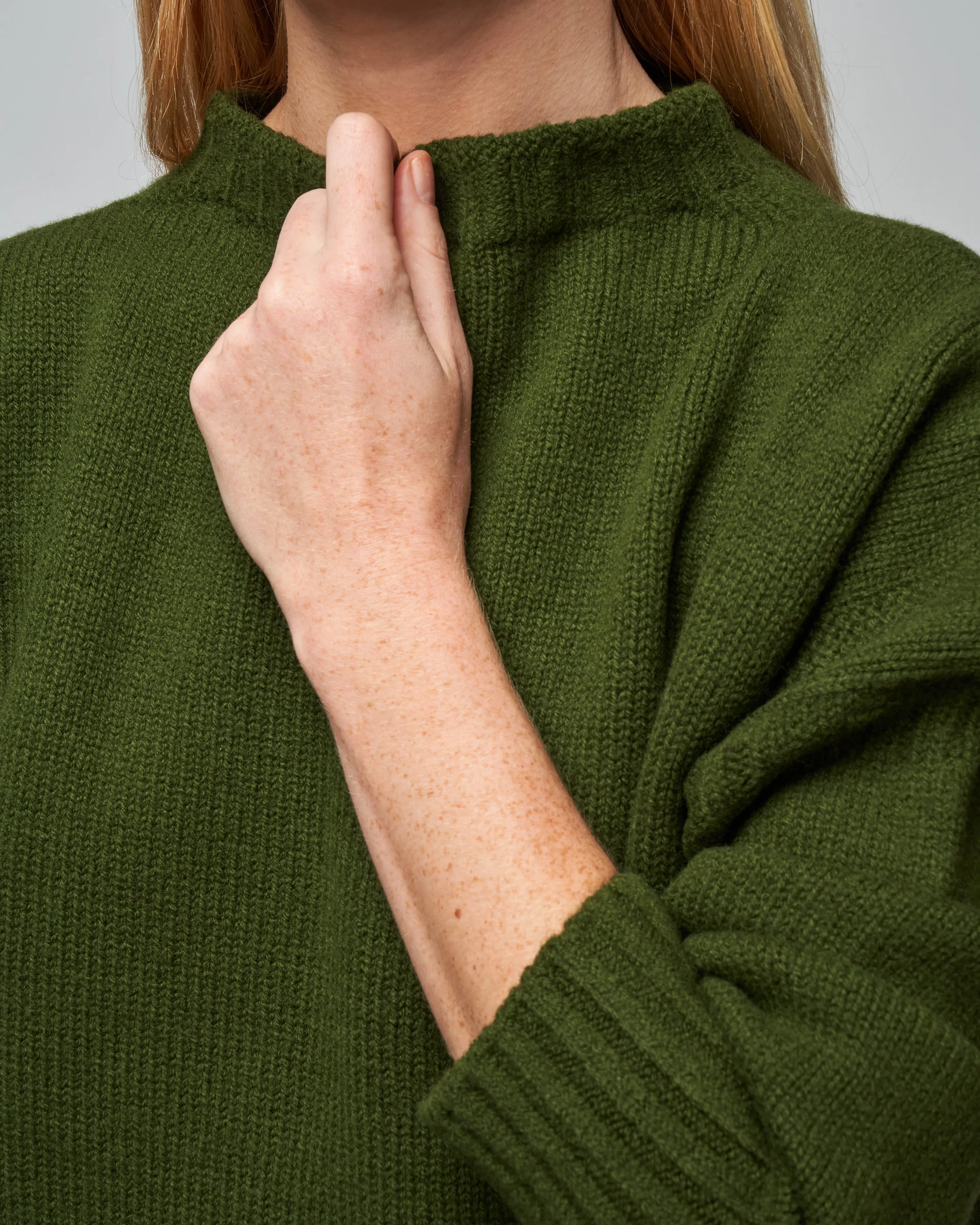 flat knit low gauge sweater - khaki