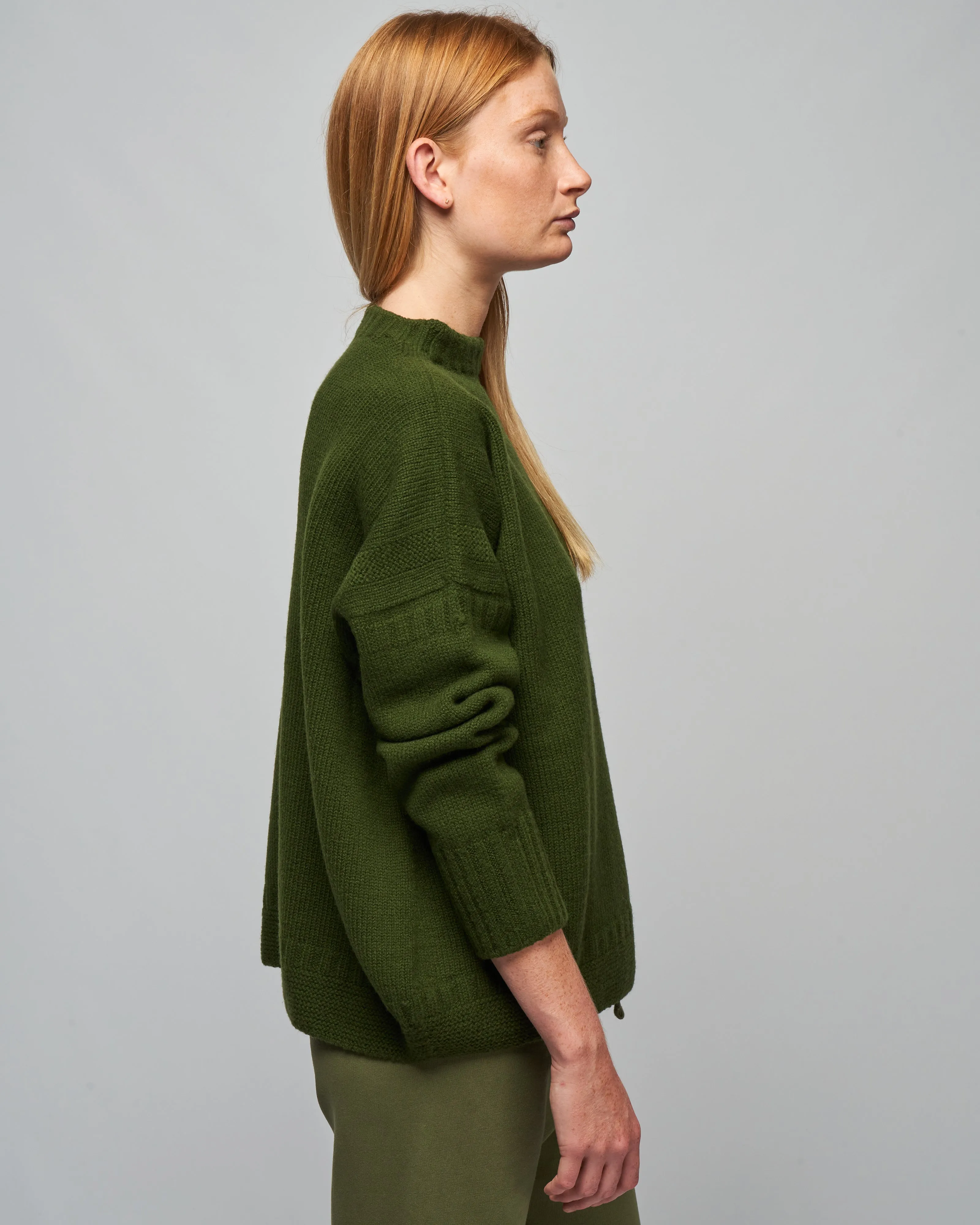 flat knit low gauge sweater - khaki