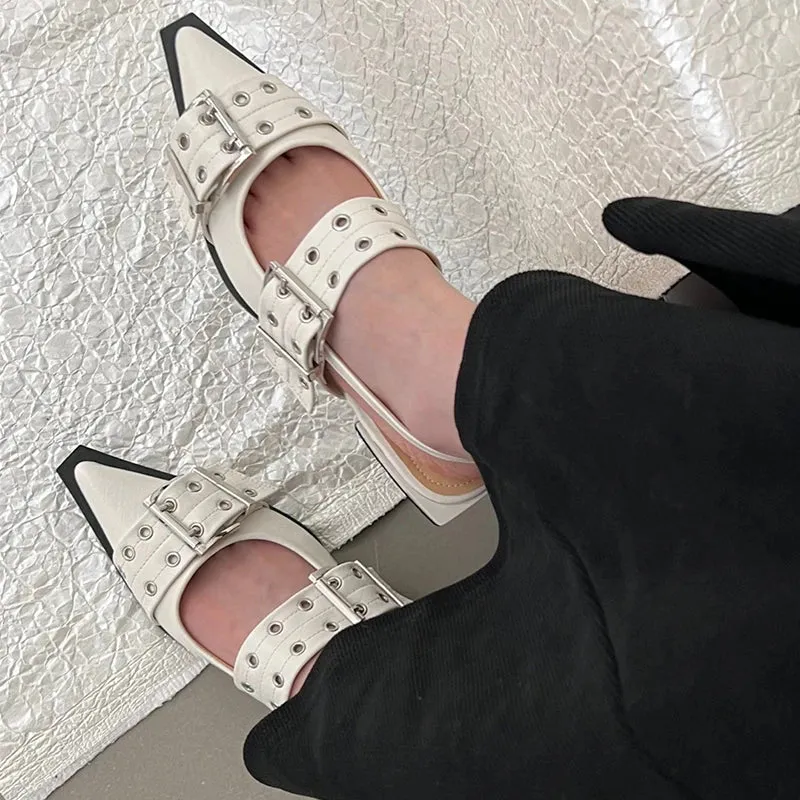 Flat With Shoes – Designer Luxury Buckle Fashion Ladies Flats Shoes, Slingback Pointed Toe Casual Female Sandals Mules
