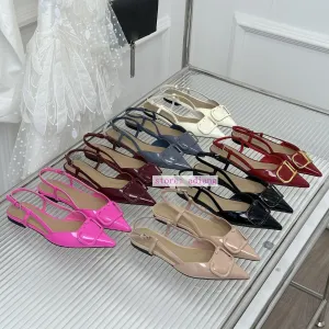 flats &4cm&8cm stiletto point toe sandals slingback pump cow leather shoes 2023 women