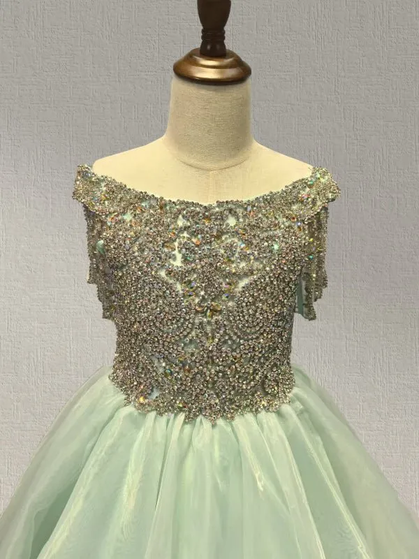 Floor-length Evening Gown with Sequins and Off-shoulder