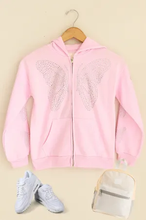 FLY HIGH RHINESTONE HOODIE | KIDS SIZE 7 - 16
