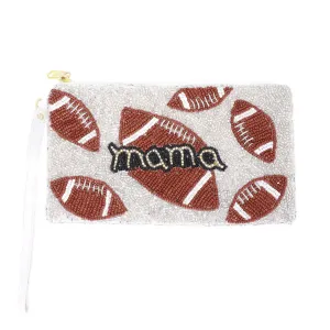 FOOTBALL MAMA BEADED WRISTLET COIN BAG