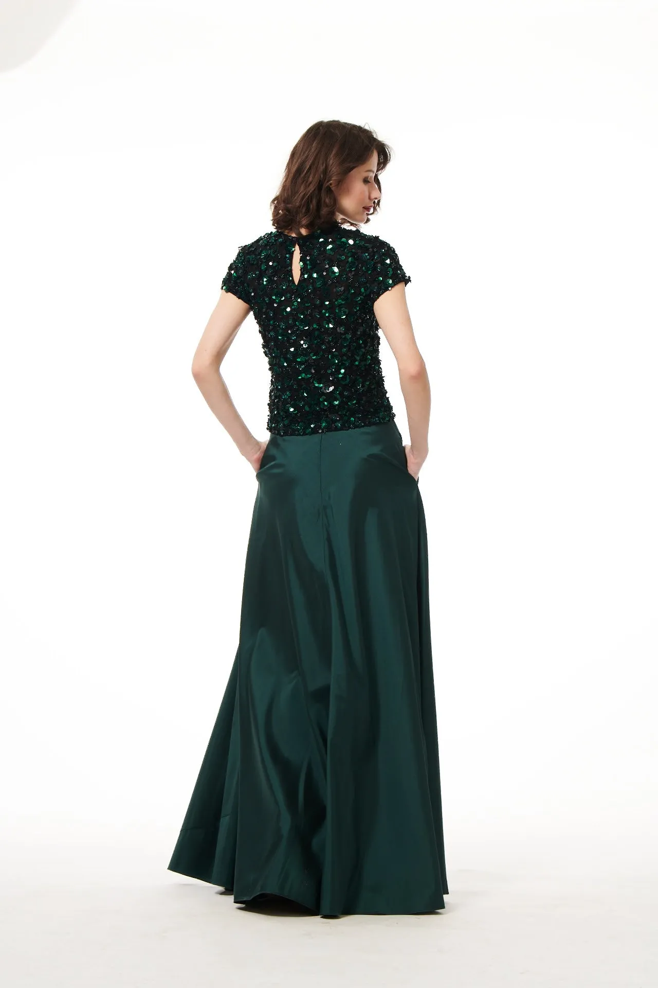 FOREST CRUNCHY FLOWER HAND BEADED TOP