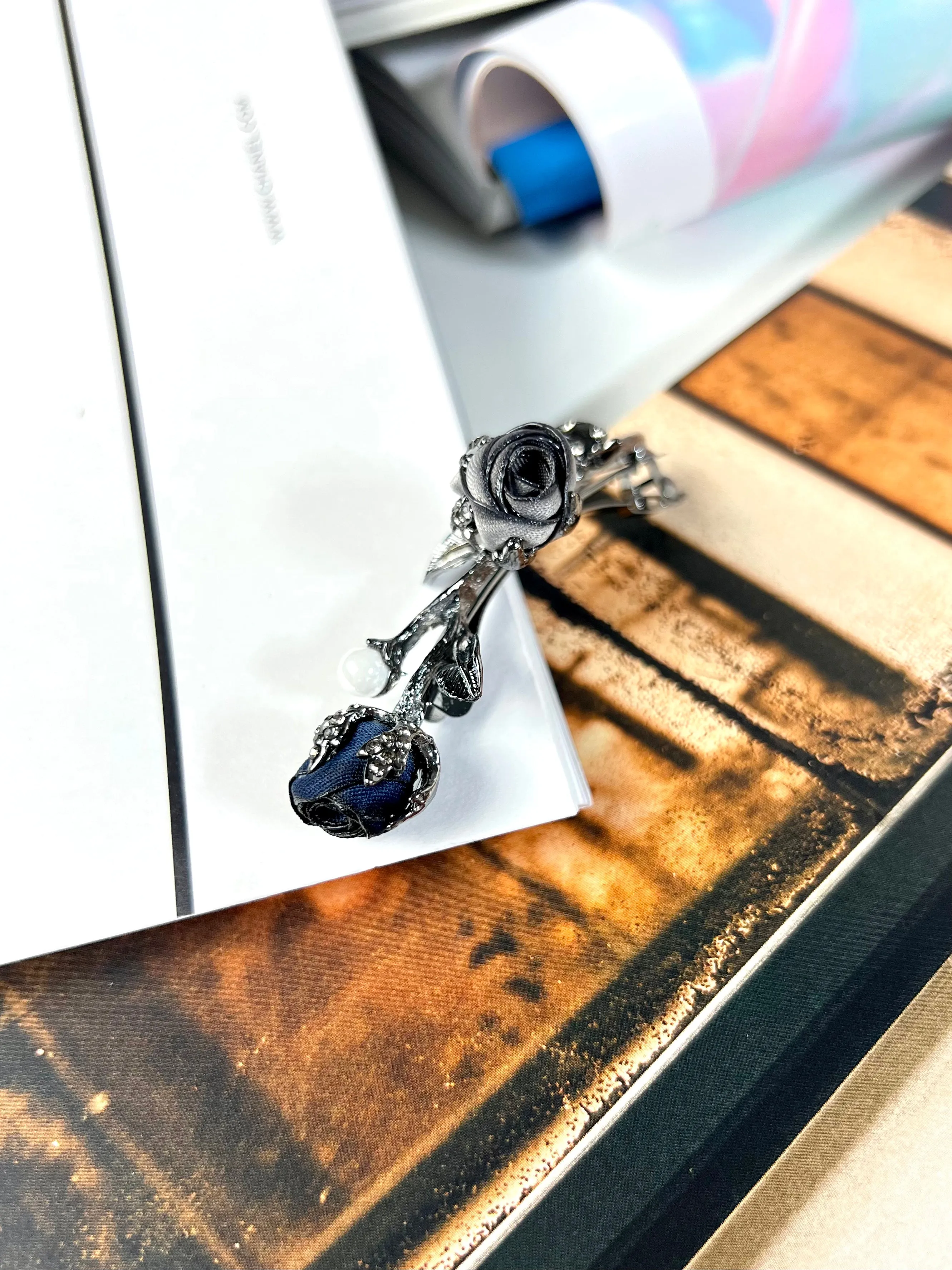 French Rose Barrette Hair Clip