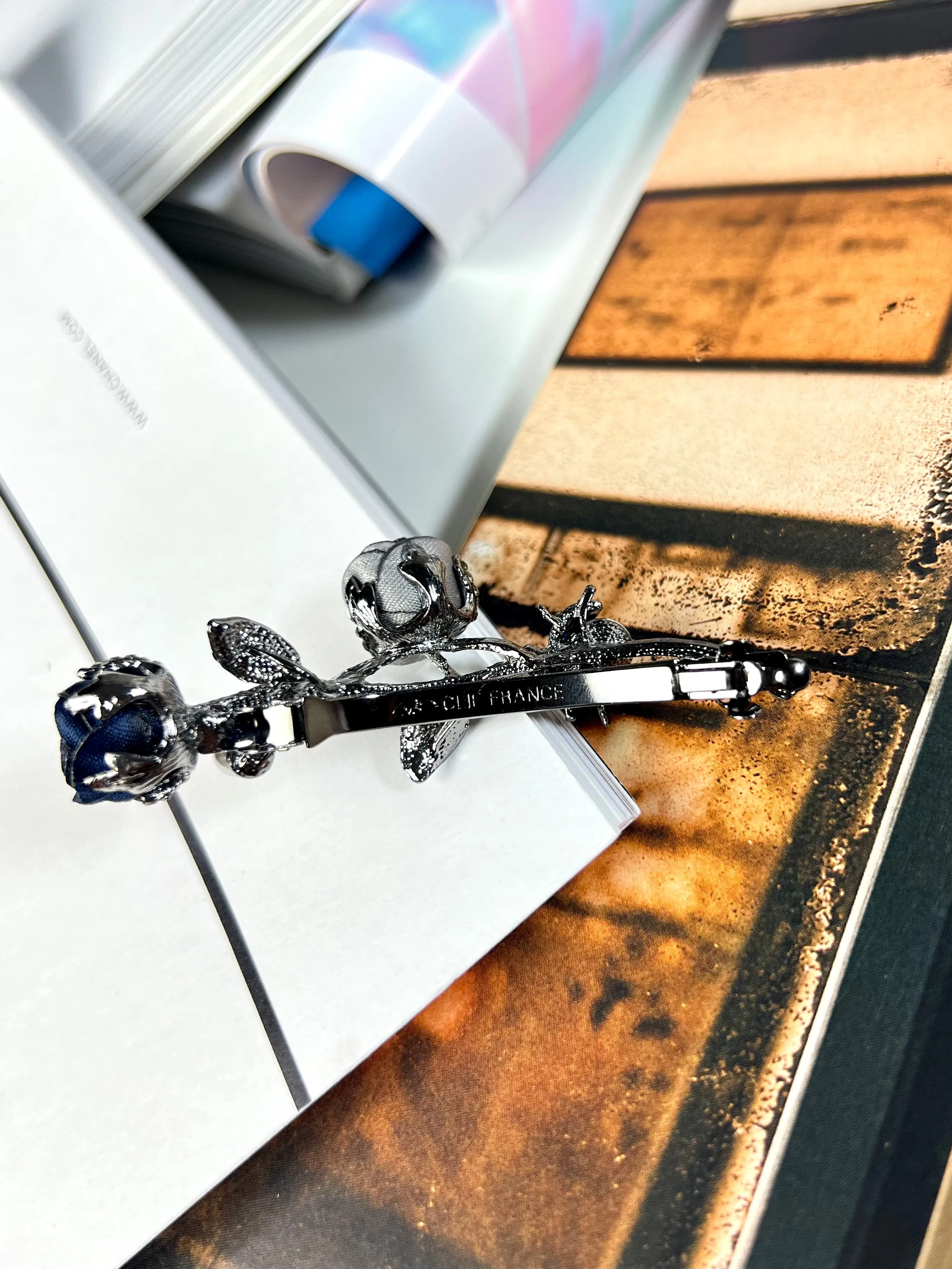 French Rose Barrette Hair Clip