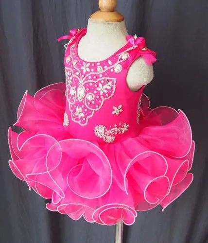 Glitz Beaded Bodice Little Girl/Baby/Child/Toddler Cupcake Pageant Dress