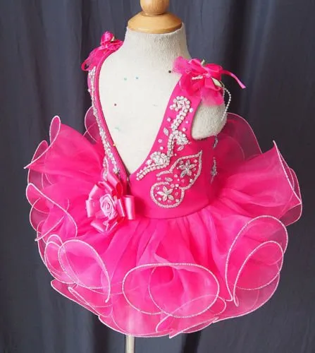 Glitz Beaded Bodice Little Girl/Baby/Child/Toddler Cupcake Pageant Dress
