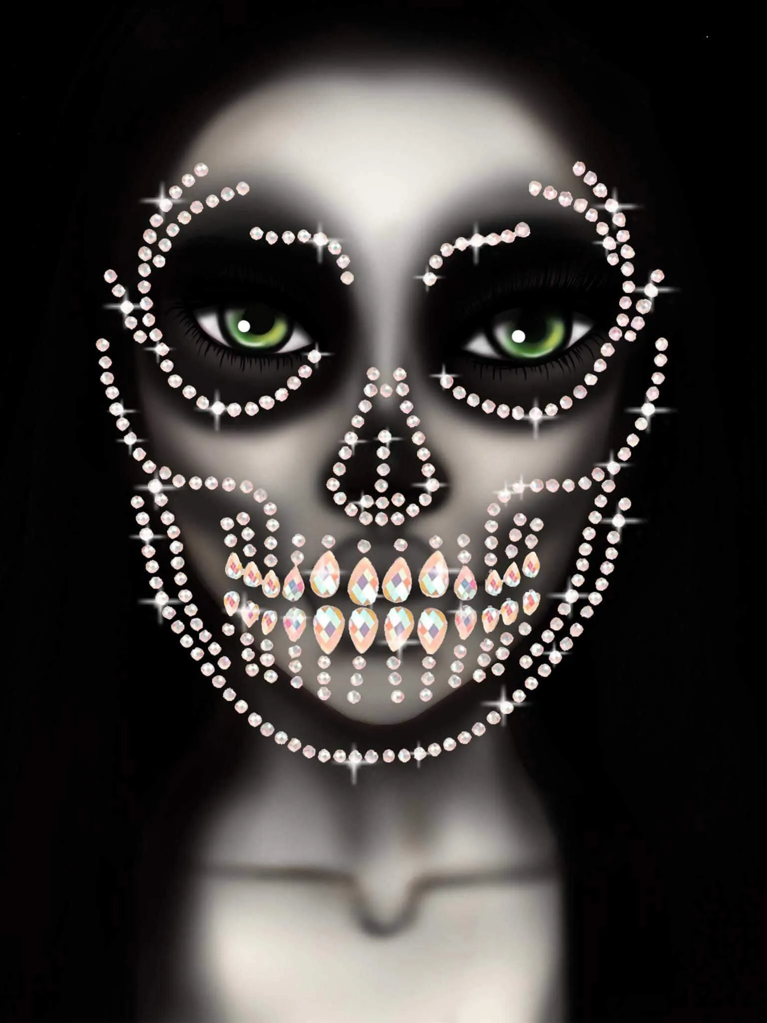Glow in the Dark Skull Face Jewels Sticker by Leg Avenue