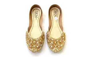 Gold Beaded Khussa - Shoes - Women's
