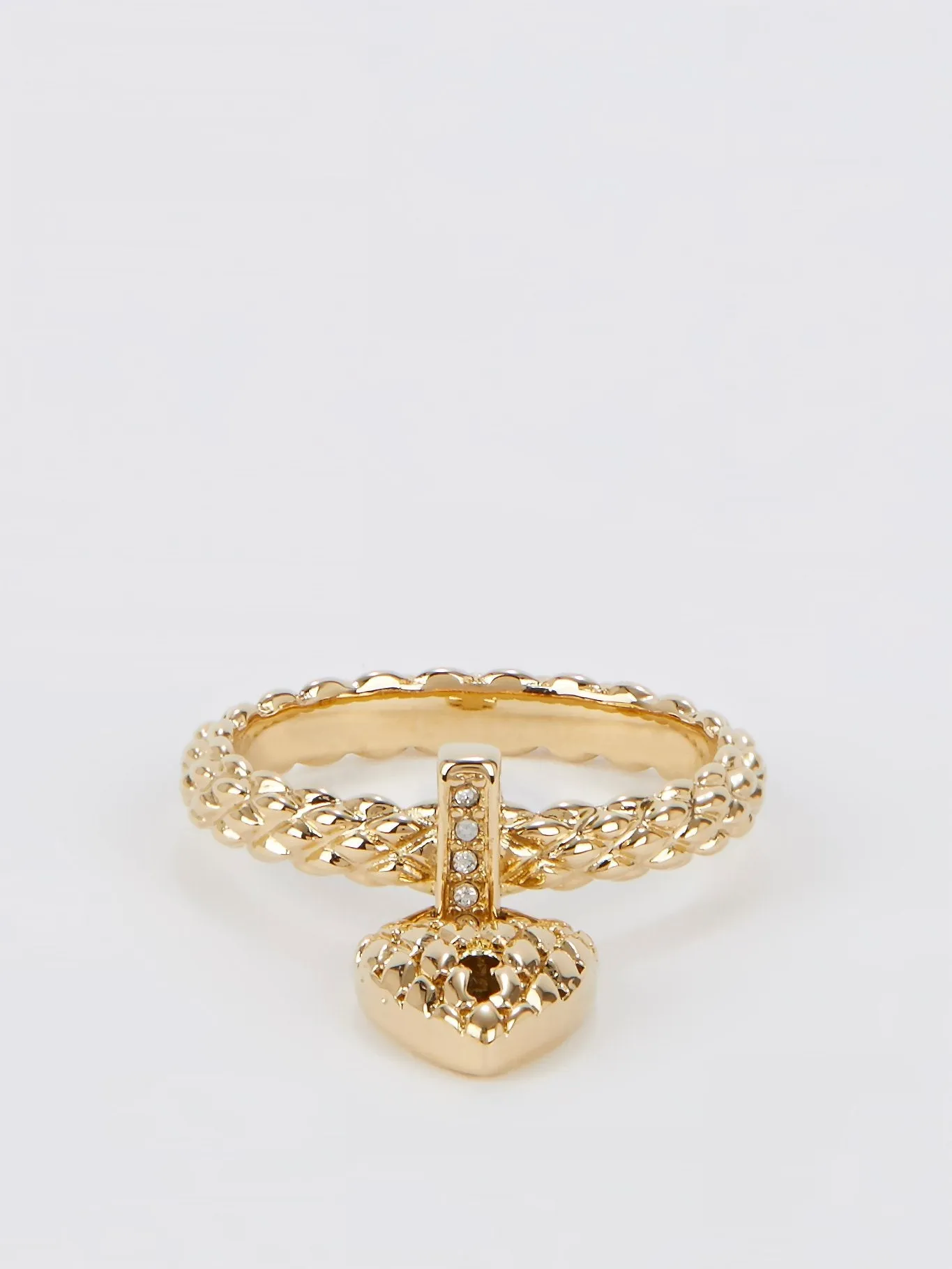 Gold Heart Embellished Ring - Size 8