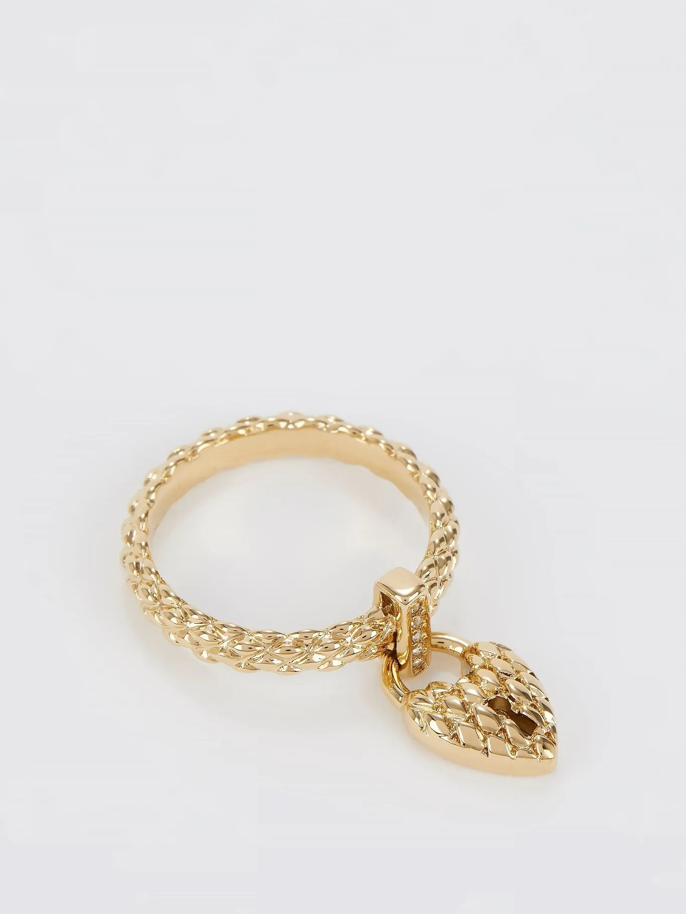 Gold Heart Embellished Ring - Size 8