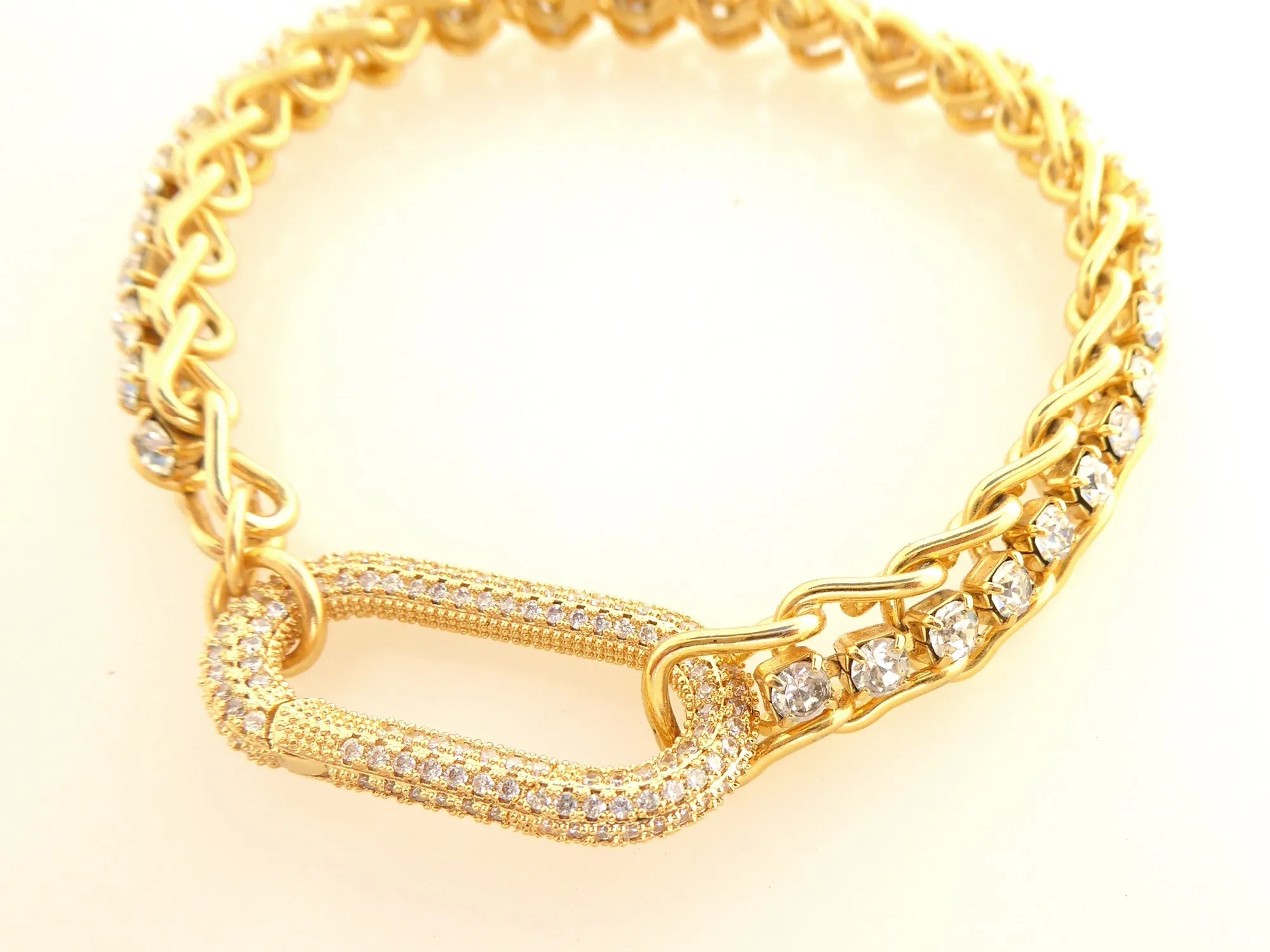 Gold rhinestone carabiner bracelet