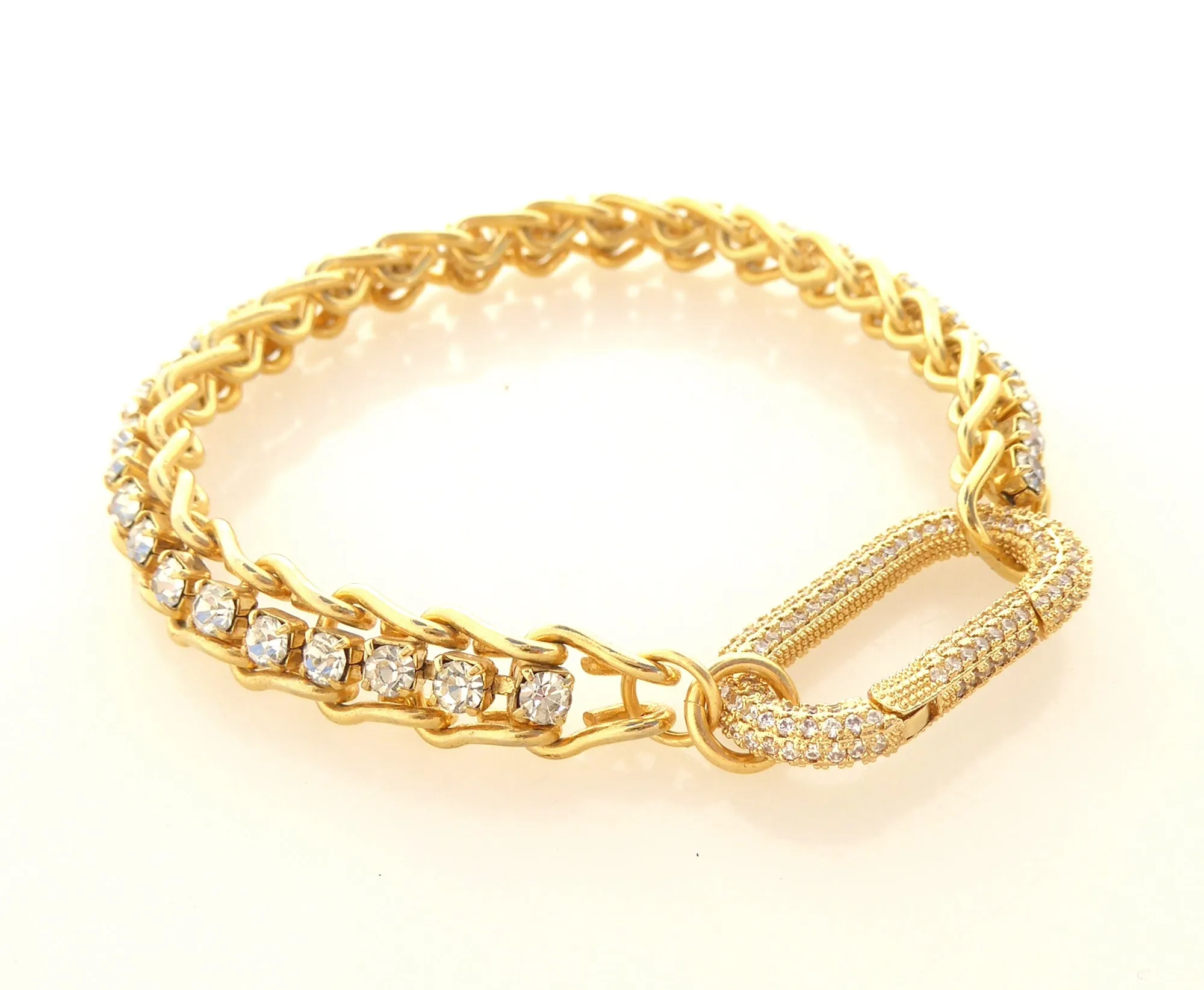 Gold rhinestone carabiner bracelet