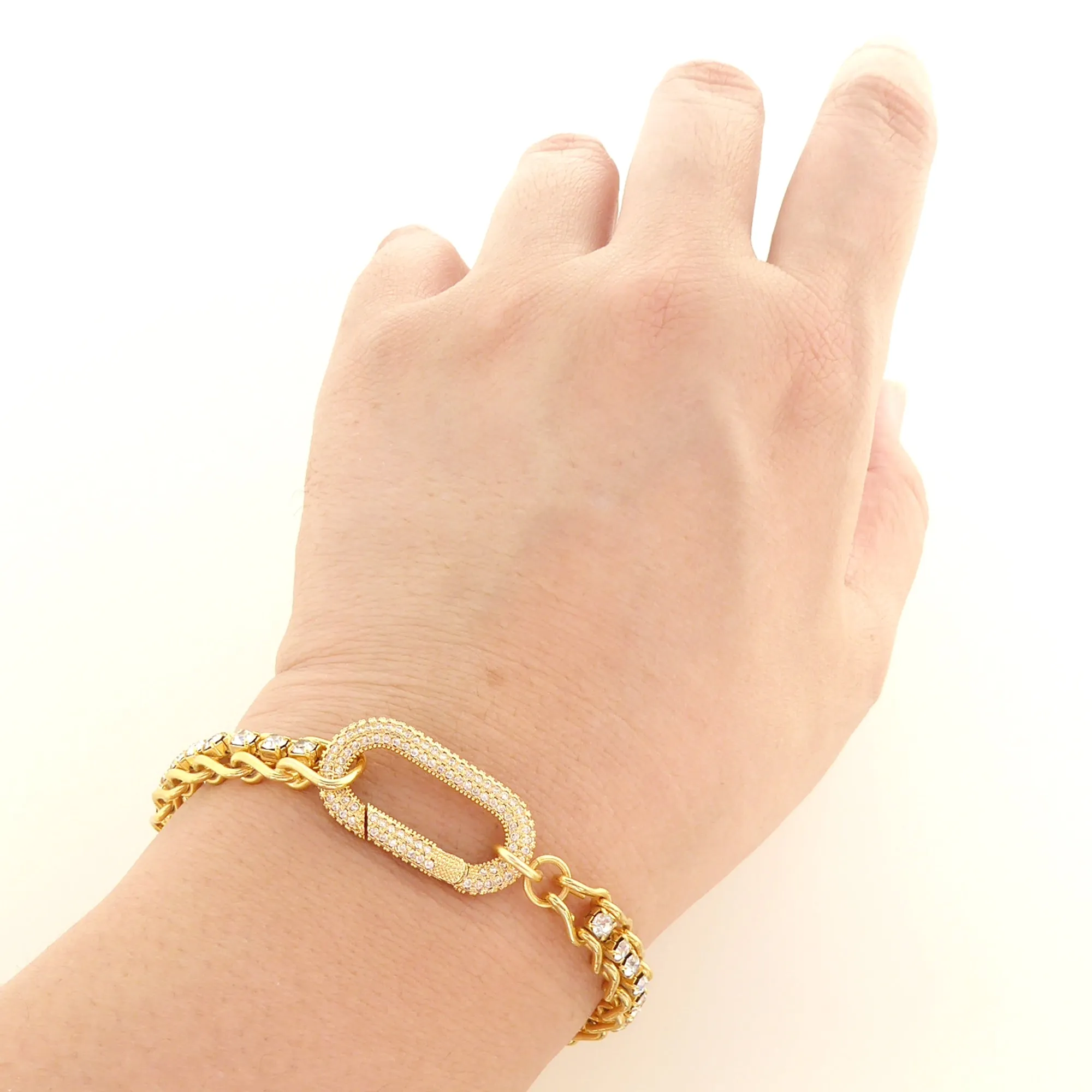 Gold rhinestone carabiner bracelet