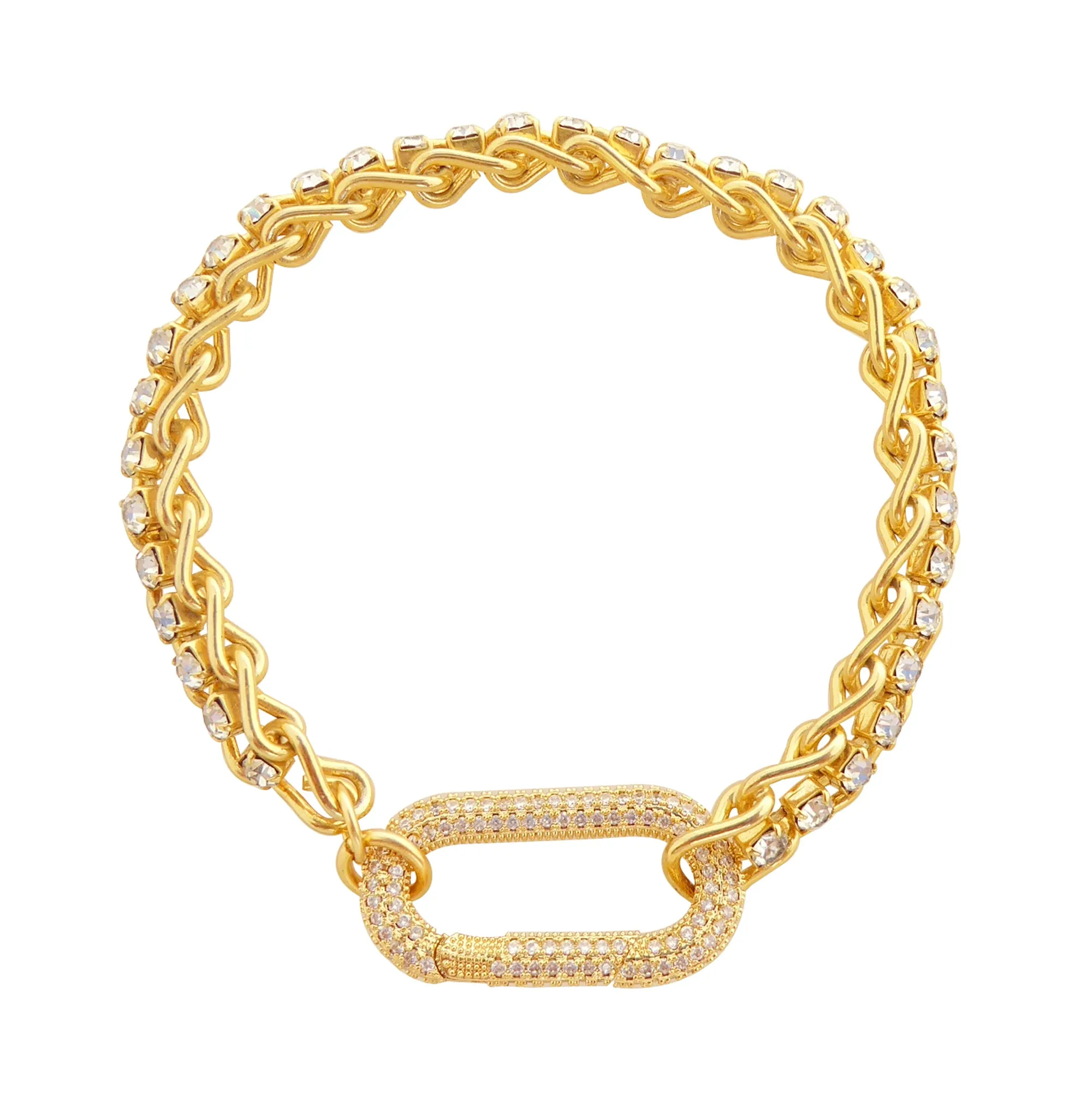Gold rhinestone carabiner bracelet