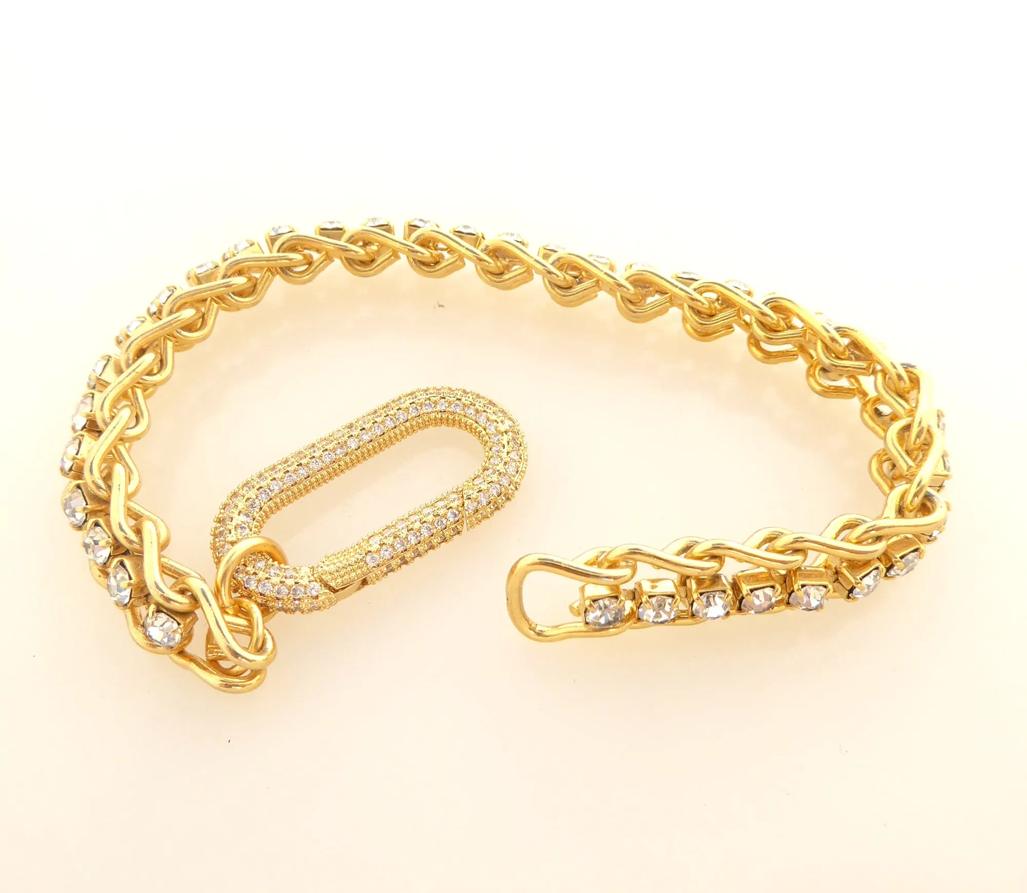 Gold rhinestone carabiner bracelet