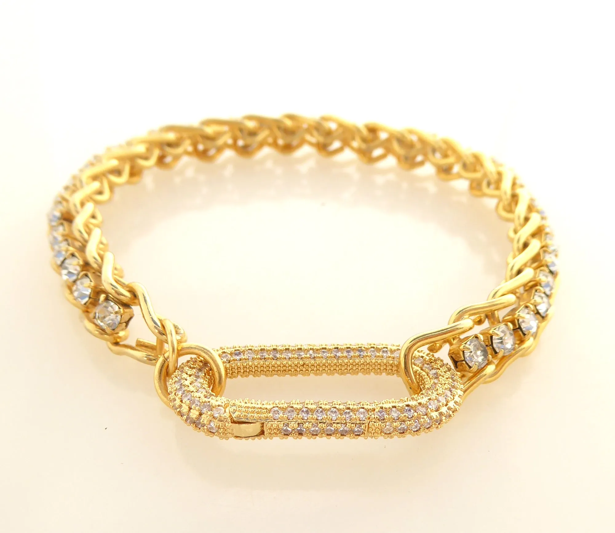 Gold rhinestone carabiner bracelet