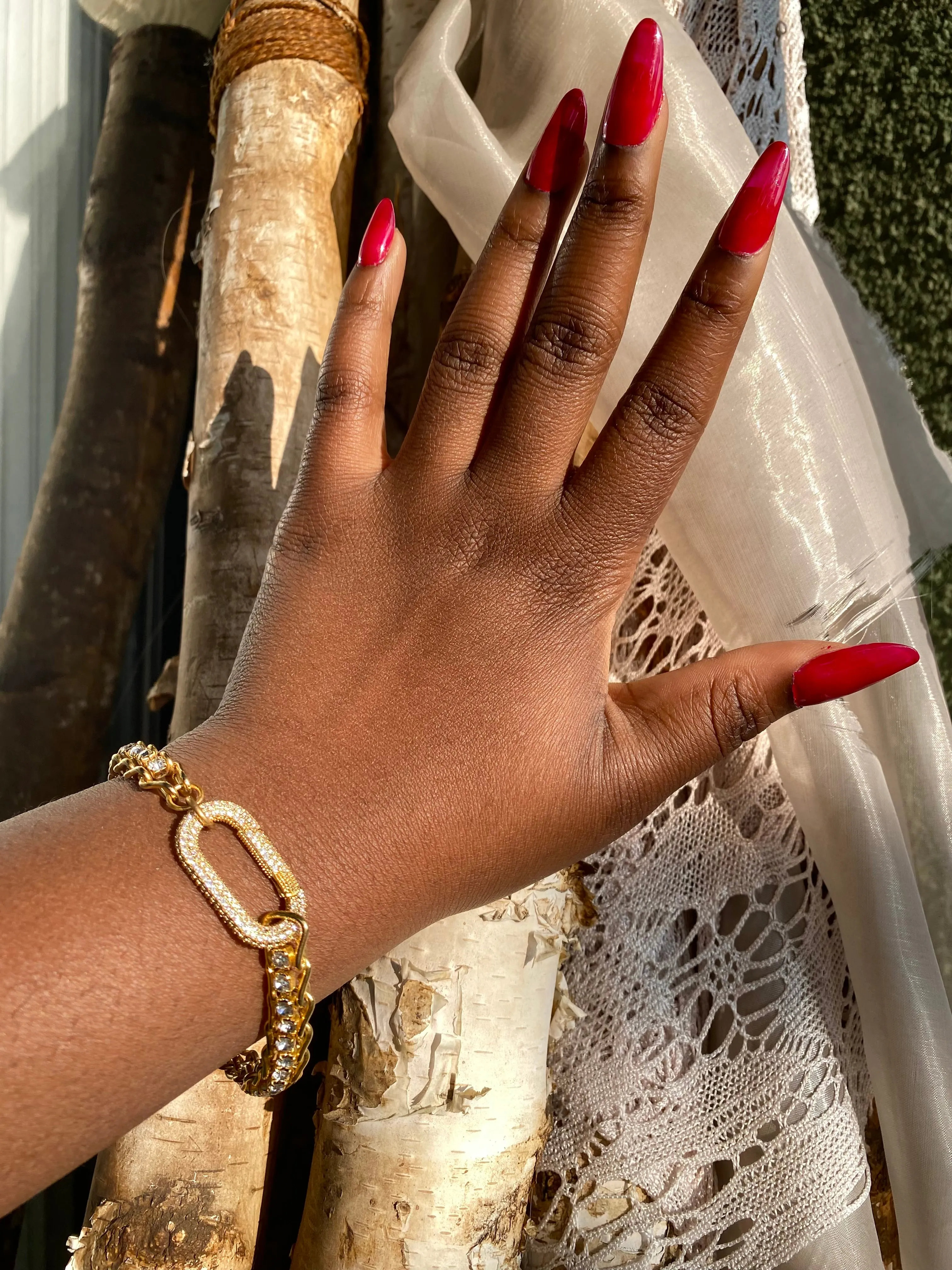 Gold rhinestone carabiner bracelet