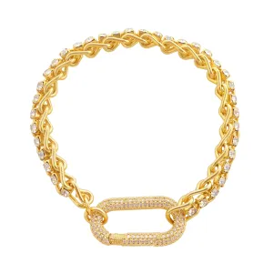 Gold rhinestone carabiner bracelet