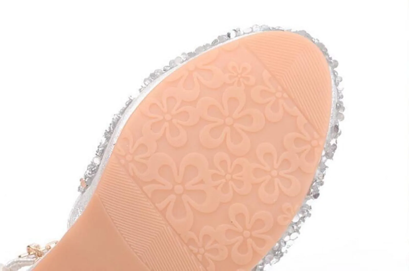 Gold / Silver / Pink Sequin Rhinestone Sandals Wedding Flower Girl Shoes High Heels Princess Dancing Shoes