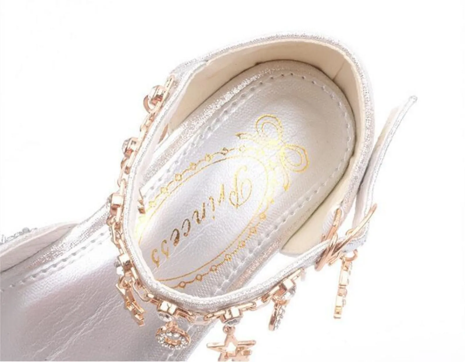 Gold / Silver / Pink Sequin Rhinestone Sandals Wedding Flower Girl Shoes High Heels Princess Dancing Shoes