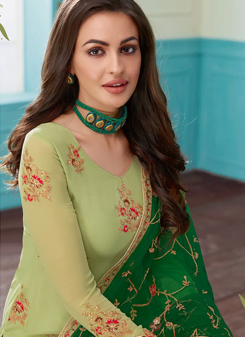 Green Embroidered Indian Churidar Suit