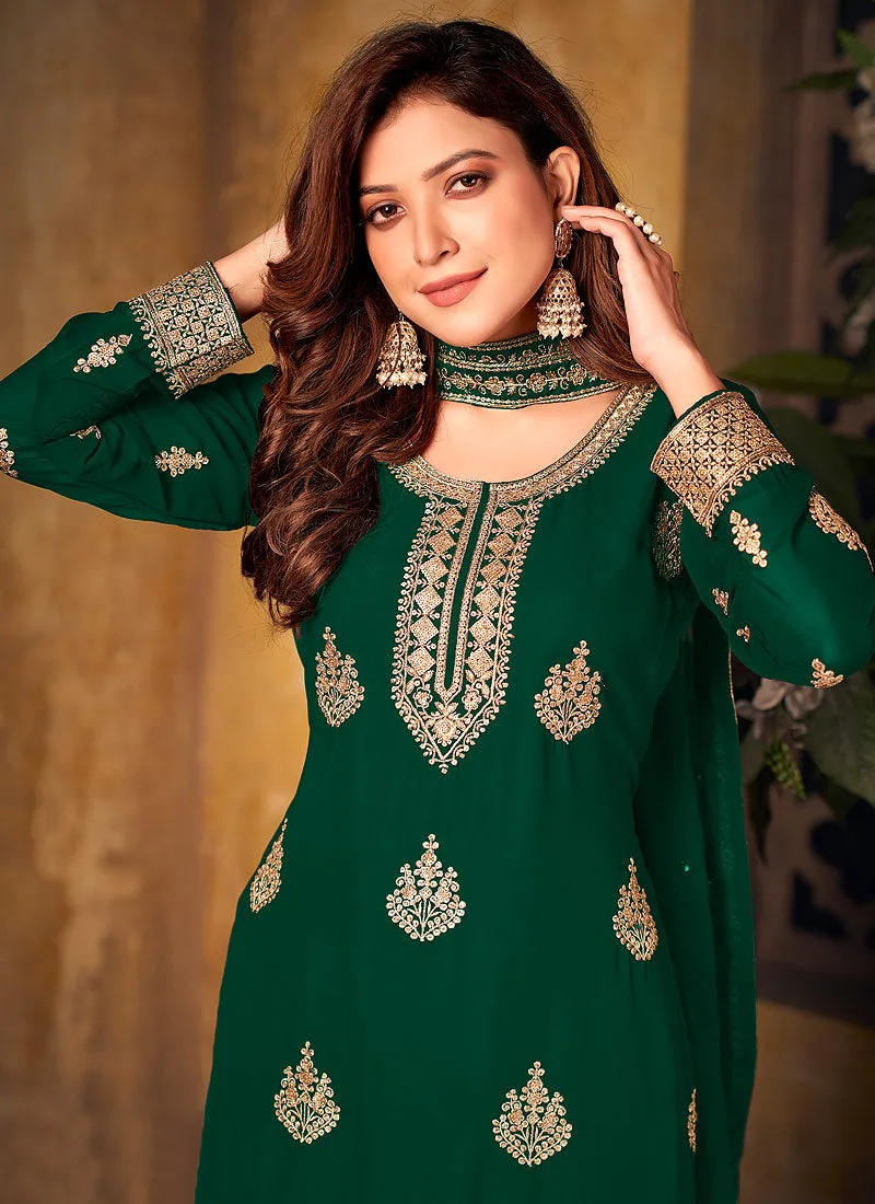 Green Embroidered Pakistani Palazzo Suit