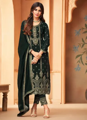 Green Embroidered Pakistani Pant Suit