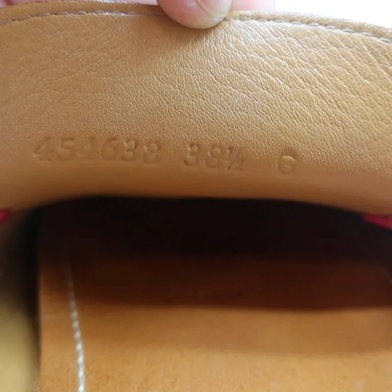 Gucci GG Marmont Web Driver Loafers Red Leather Size 38.5