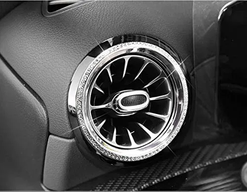 HAILWH Bling Interior Accessories Air Outlet Wreath Fit for Mercedes Benz 2019-2021 A Class B Class GLB CLA GLA Modification Rhinestone Accessories Applique Wreath (Front Exhaust Vent Circle 5/pcs)