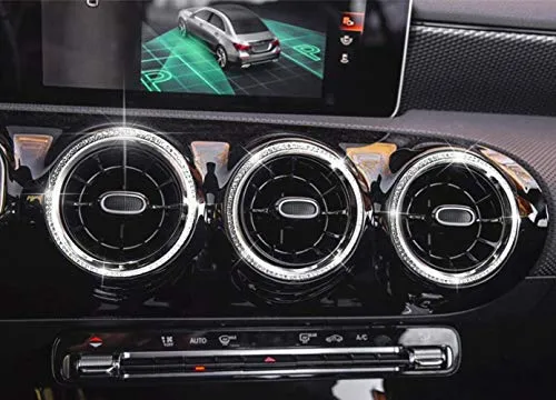 HAILWH Bling Interior Accessories Air Outlet Wreath Fit for Mercedes Benz 2019-2021 A Class B Class GLB CLA GLA Modification Rhinestone Accessories Applique Wreath (Front Exhaust Vent Circle 5/pcs)