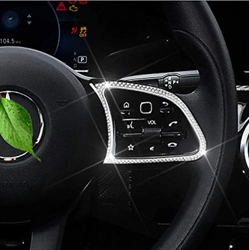 HAILWH Bling Rhinestone Accessories Steering Wheel Buttons Decal Cover Decorative Frame Apply to Mercedes Benz 2020 2021 New A B C Class CLS GLC GLB GLA CLA