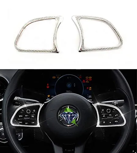 HAILWH Bling Rhinestone Accessories Steering Wheel Buttons Decal Cover Decorative Frame Apply to Mercedes Benz 2020 2021 New A B C Class CLS GLC GLB GLA CLA