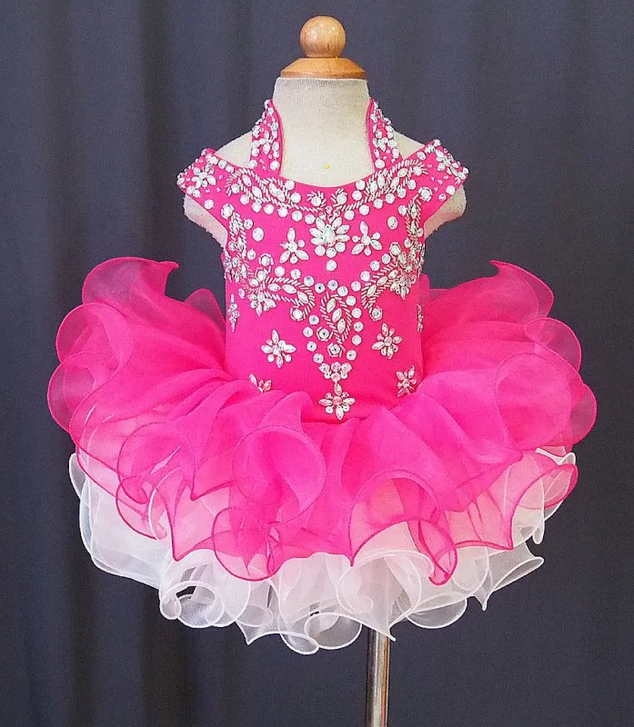 Halter Beaded Bodice Little Girl/Baby Girl Glitz Pageant Dress