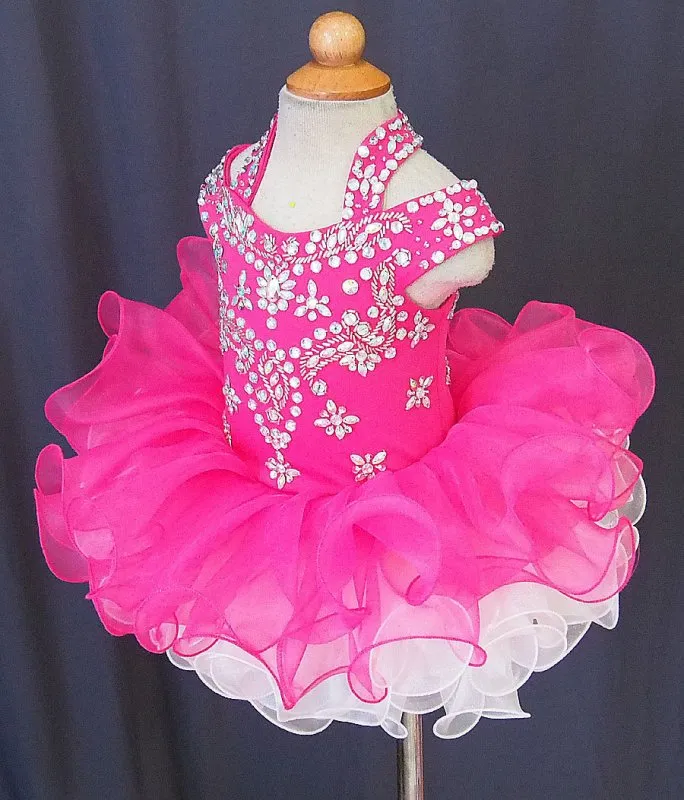 Halter Beaded Bodice Little Girl/Baby Girl Glitz Pageant Dress