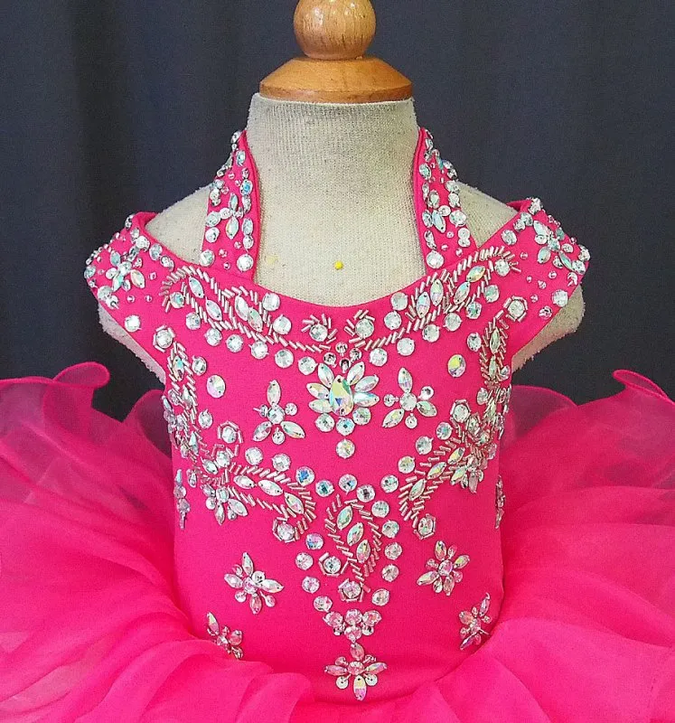 Halter Beaded Bodice Little Girl/Baby Girl Glitz Pageant Dress