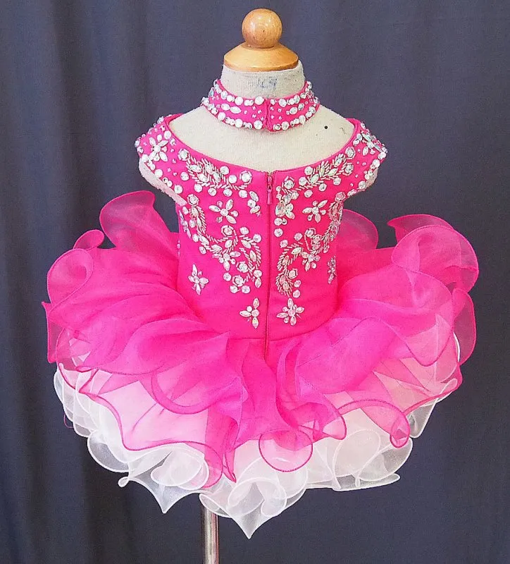 Halter Beaded Bodice Little Girl/Baby Girl Glitz Pageant Dress