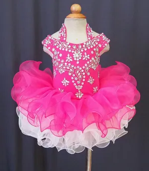 Halter Beaded Bodice Little Girl/Baby Girl Glitz Pageant Dress