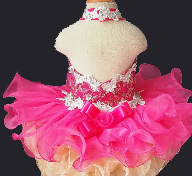 Halter Beaded Bodice Toddler Glitz Cupcake Pageant Dress
