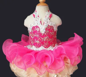 Halter Beaded Bodice Toddler Glitz Cupcake Pageant Dress
