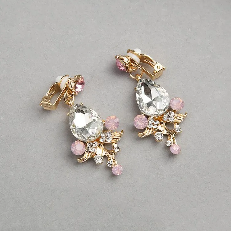 Handmade Rhinestone Crown Tiara Earring Set