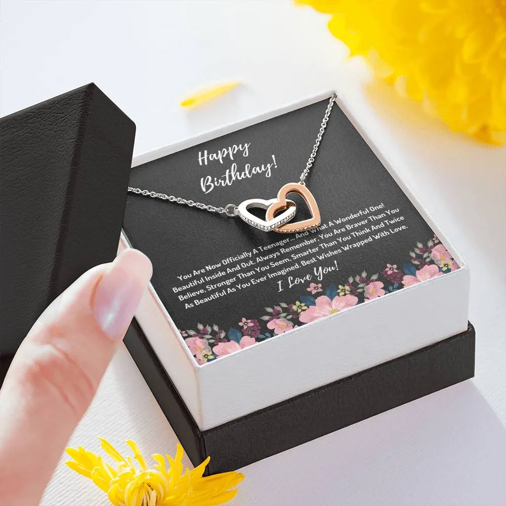 Happy Birthday Hearts Necklace- You Are Officially A Teenager