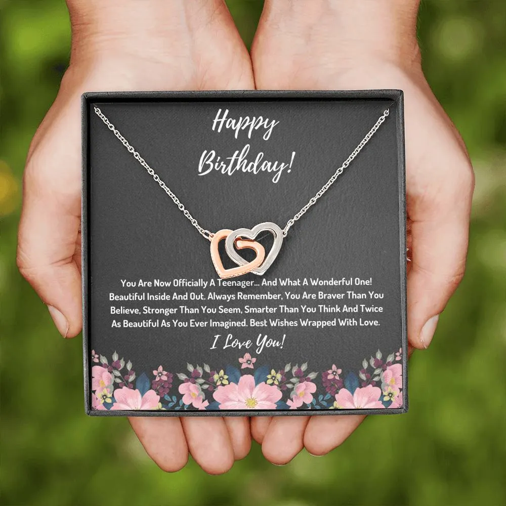 Happy Birthday Hearts Necklace- You Are Officially A Teenager