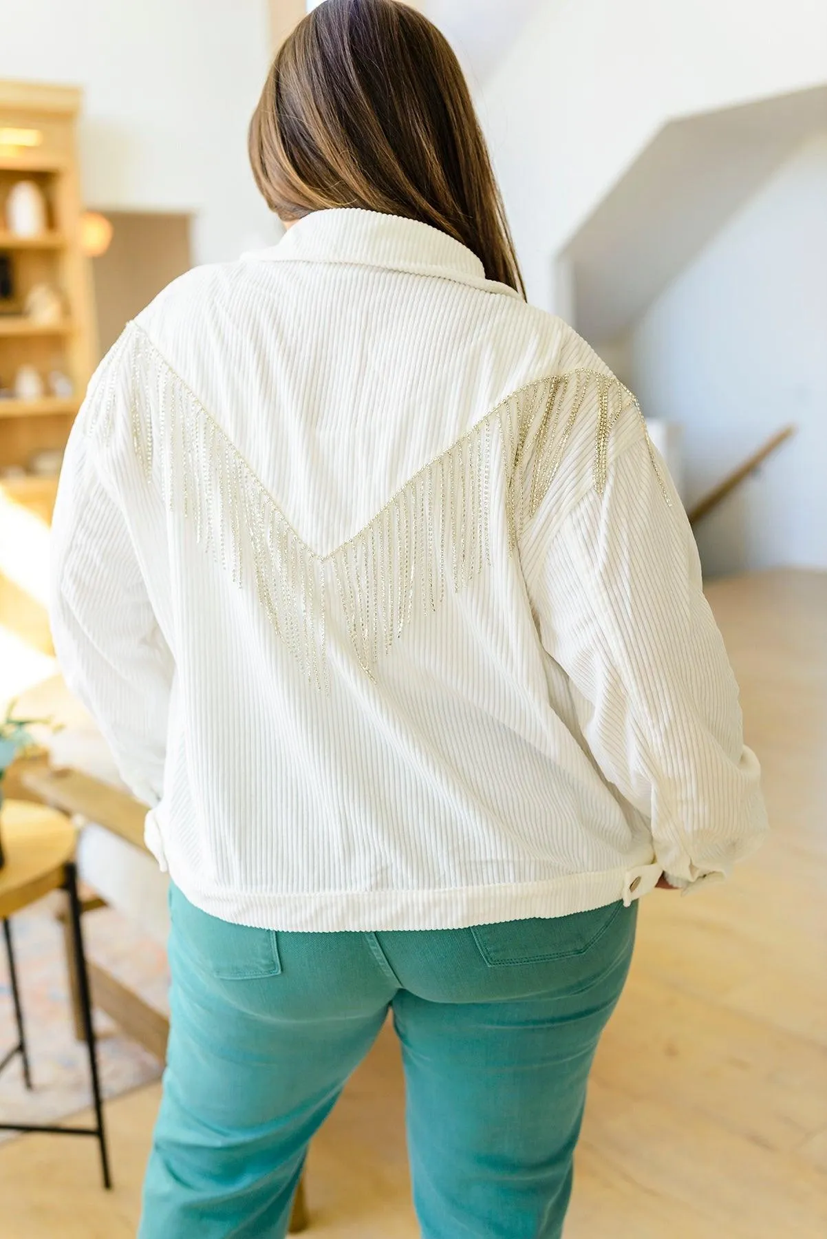 Hazel Blues® | Loretta Rhinestone Fringe Jacket