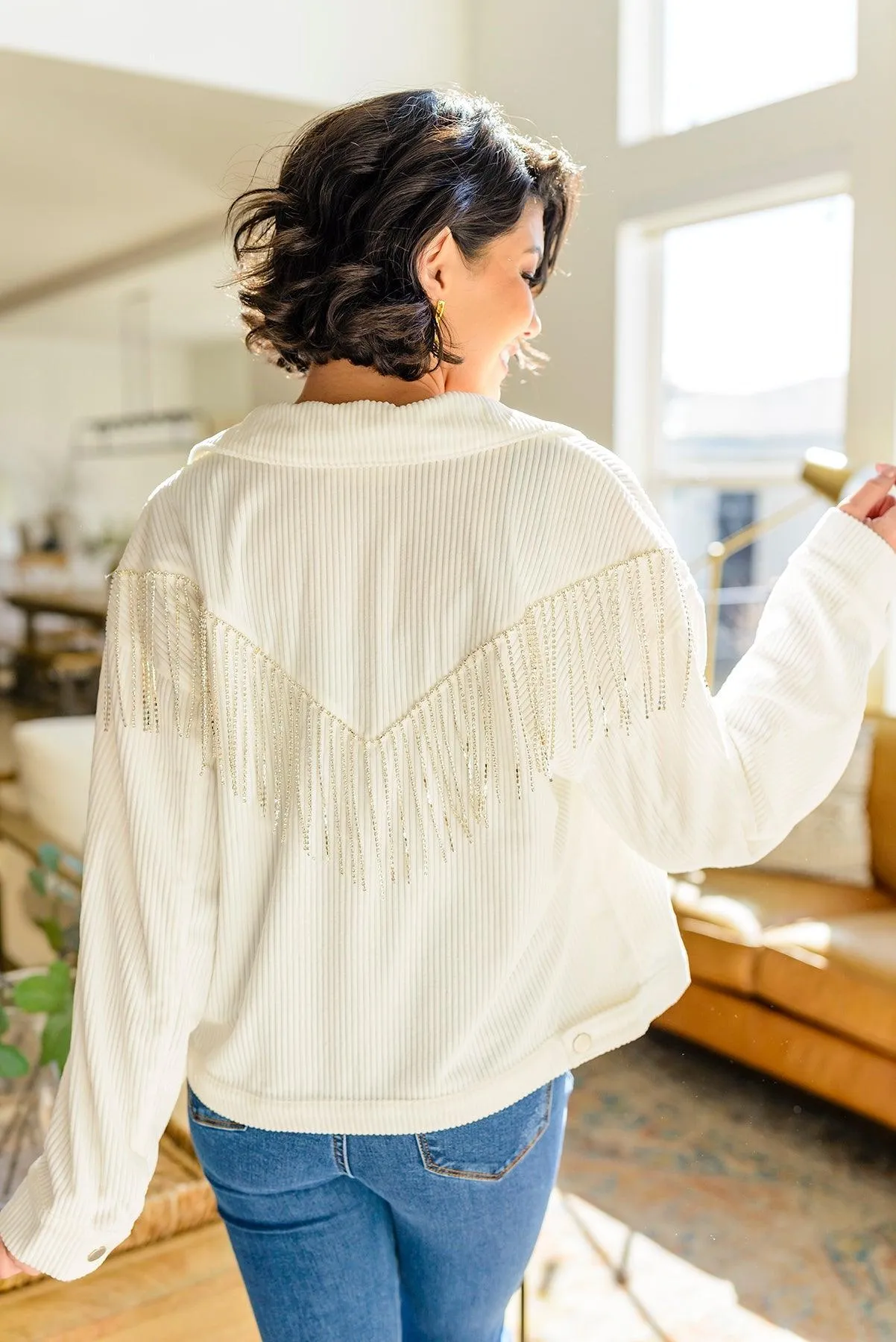 Hazel Blues® | Loretta Rhinestone Fringe Jacket