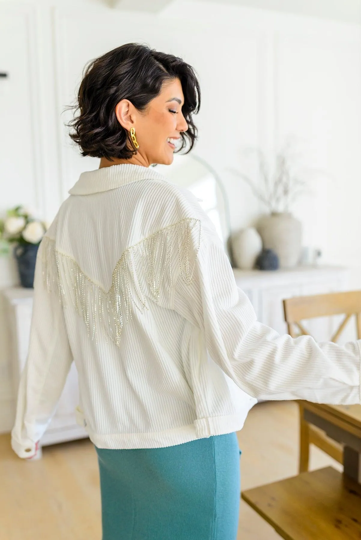 Hazel Blues® | Loretta Rhinestone Fringe Jacket