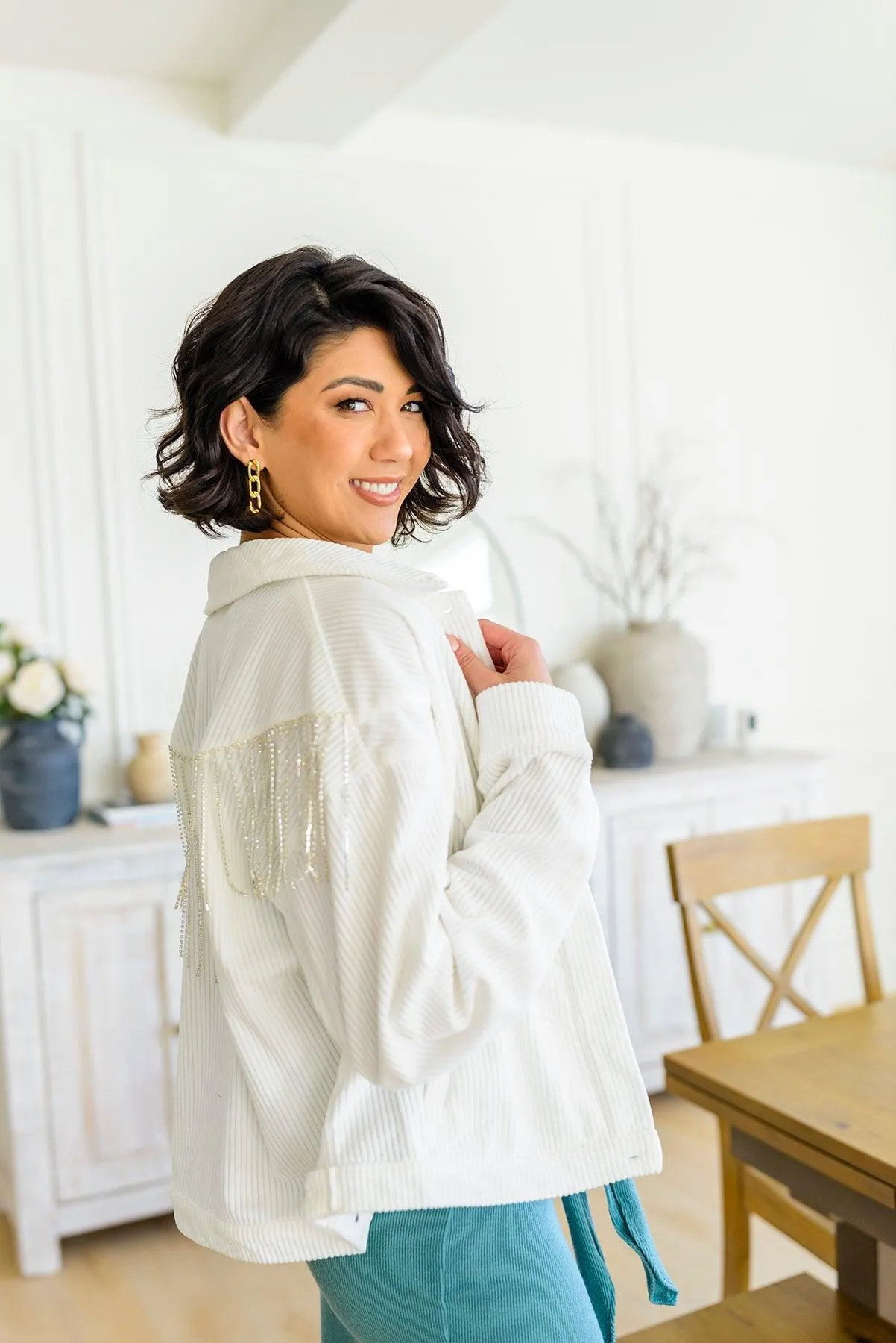 Hazel Blues® | Loretta Rhinestone Fringe Jacket